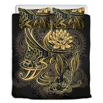 Golden Spiritual Koi Carp Print Duvet Cover Bedding Set
