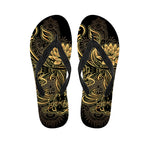 Golden Spiritual Koi Carp Print Flip Flops