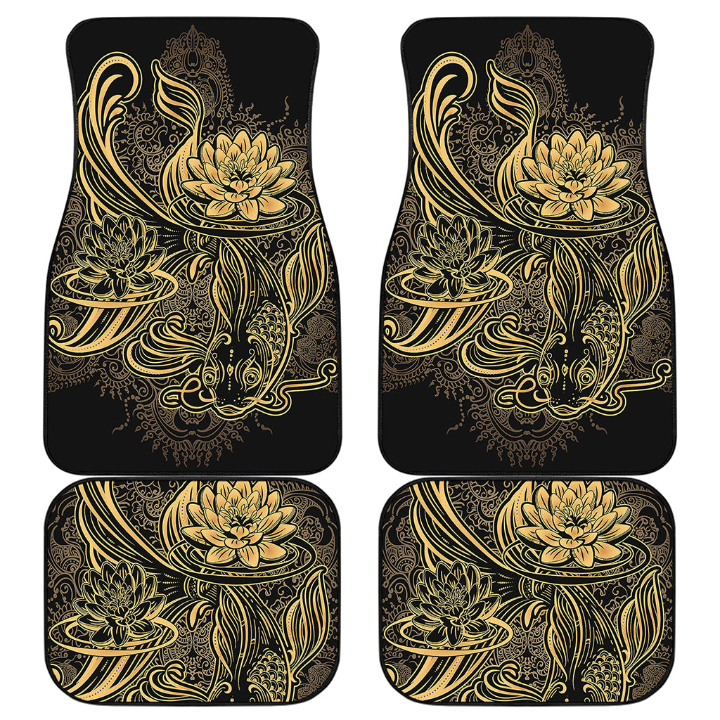 Golden Spiritual Koi Carp Print Front and Back Car Floor Mats