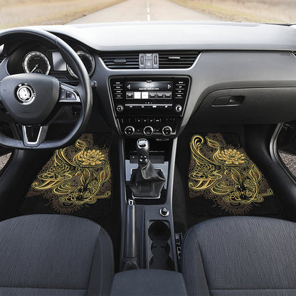 Golden Spiritual Koi Carp Print Front and Back Car Floor Mats