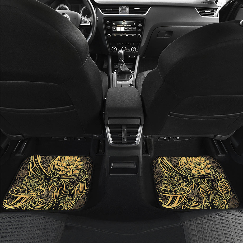 Golden Spiritual Koi Carp Print Front and Back Car Floor Mats