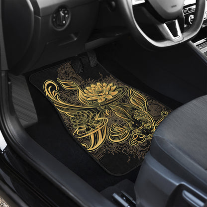 Golden Spiritual Koi Carp Print Front and Back Car Floor Mats