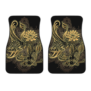 Golden Spiritual Koi Carp Print Front Car Floor Mats