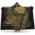 Golden Spiritual Koi Carp Print Hooded Blanket