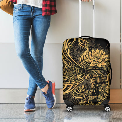 Golden Spiritual Koi Carp Print Luggage Cover