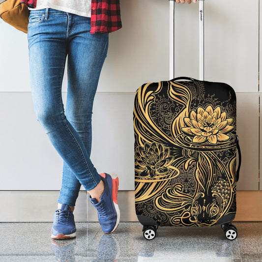 Golden Spiritual Koi Carp Print Luggage Cover