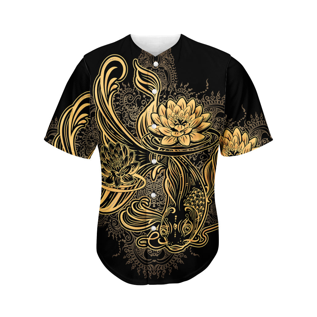 Golden Spiritual Koi Carp Print Men's Baseball Jersey