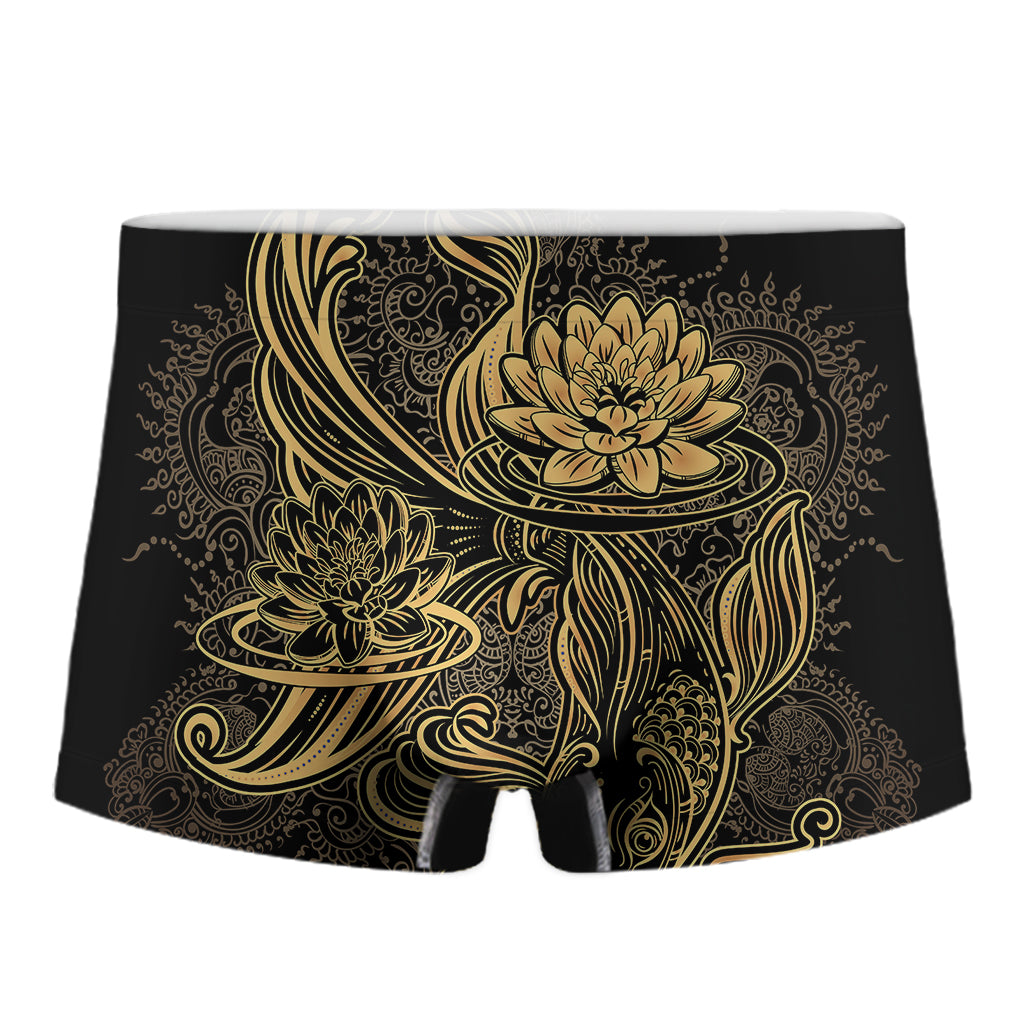 Golden Spiritual Koi Carp Print Men's Boxer Briefs