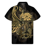 Golden Spiritual Koi Carp Print Men's Short Sleeve Shirt