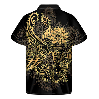 Golden Spiritual Koi Carp Print Men's Short Sleeve Shirt