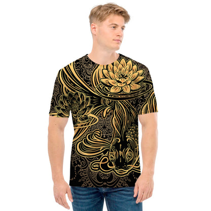 Golden Spiritual Koi Carp Print Men's T-Shirt