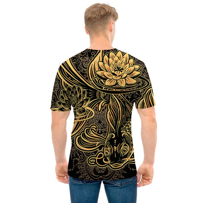 Golden Spiritual Koi Carp Print Men's T-Shirt