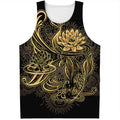 Golden Spiritual Koi Carp Print Men's Tank Top