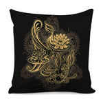Golden Spiritual Koi Carp Print Pillow Cover