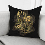 Golden Spiritual Koi Carp Print Pillow Cover