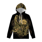 Golden Spiritual Koi Carp Print Pullover Hoodie