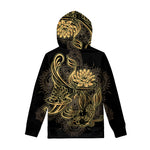 Golden Spiritual Koi Carp Print Pullover Hoodie
