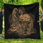Golden Spiritual Koi Carp Print Quilt