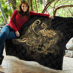 Golden Spiritual Koi Carp Print Quilt