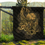 Golden Spiritual Koi Carp Print Quilt