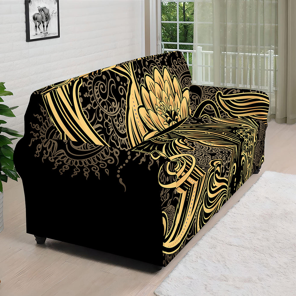 Golden Spiritual Koi Carp Print Sofa Cover
