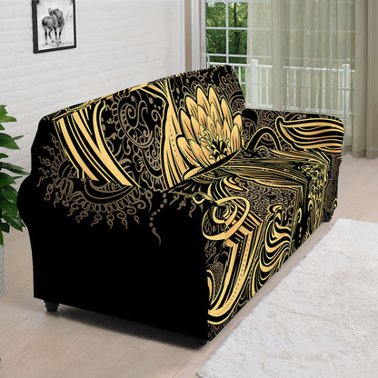 Golden Spiritual Koi Carp Print Sofa Cover