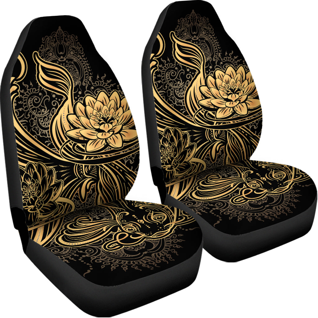 Golden Spiritual Koi Carp Print Universal Fit Car Seat Covers