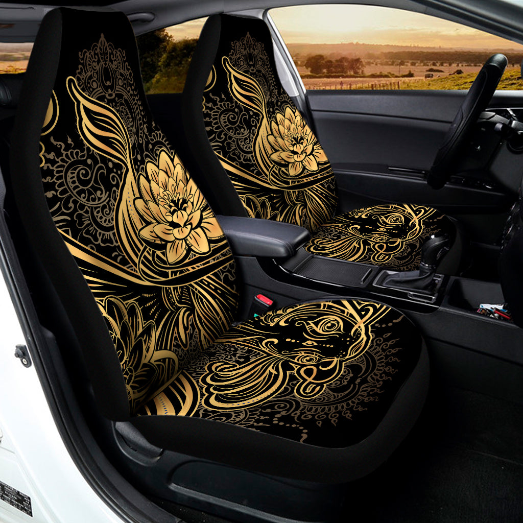 Golden Spiritual Koi Carp Print Universal Fit Car Seat Covers