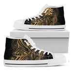Golden Spiritual Koi Carp Print White High Top Shoes