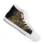 Golden Spiritual Koi Carp Print White High Top Shoes