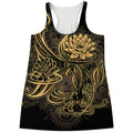 Golden Spiritual Koi Carp Print Women's Racerback Tank Top