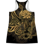 Golden Spiritual Koi Carp Print Women's Racerback Tank Top