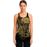 Golden Spiritual Koi Carp Print Women's Racerback Tank Top