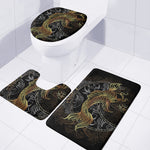 Golden Spiritual Koi Fish Print 3 Piece Bath Mat Set