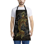 Golden Spiritual Koi Fish Print Apron