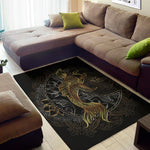 Golden Spiritual Koi Fish Print Area Rug