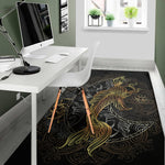 Golden Spiritual Koi Fish Print Area Rug