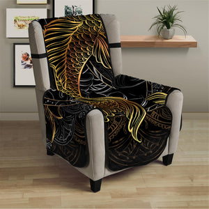 Golden Spiritual Koi Fish Print Armchair Protector