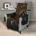 Golden Spiritual Koi Fish Print Armchair Protector