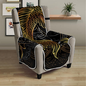 Golden Spiritual Koi Fish Print Armchair Protector