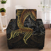 Golden Spiritual Koi Fish Print Armchair Slipcover