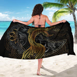 Golden Spiritual Koi Fish Print Beach Sarong Wrap