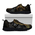 Golden Spiritual Koi Fish Print Black Running Shoes