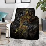 Golden Spiritual Koi Fish Print Blanket