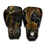 Golden Spiritual Koi Fish Print Boxing Gloves