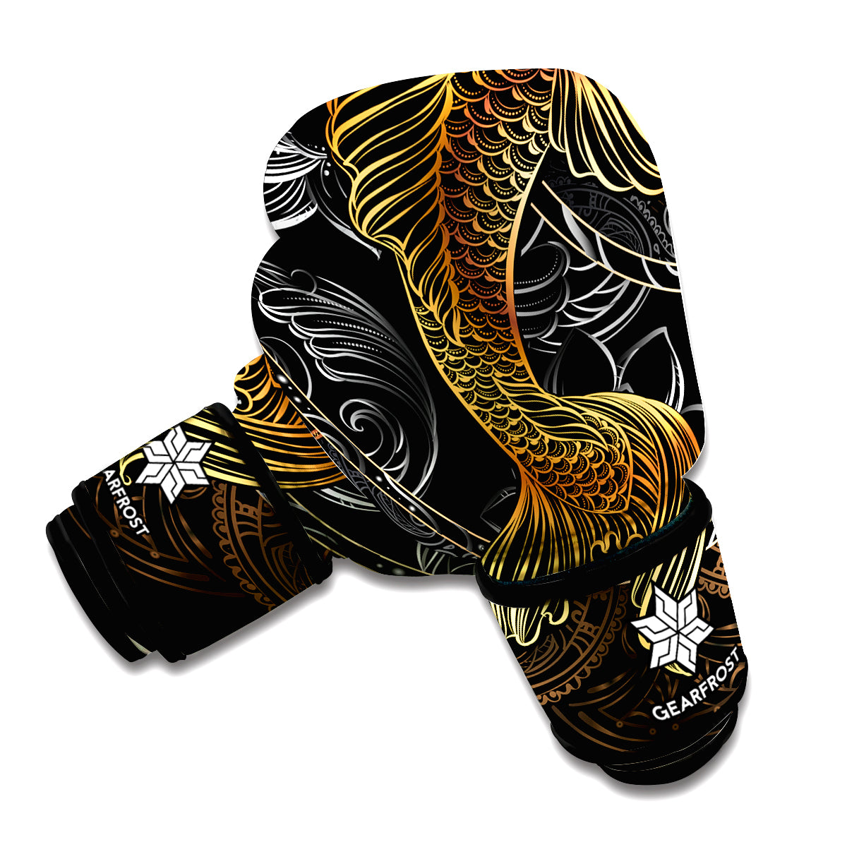 Golden Spiritual Koi Fish Print Boxing Gloves