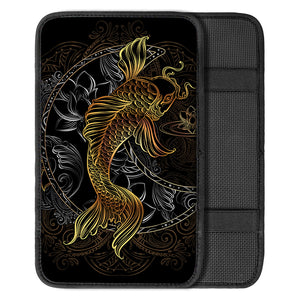 Golden Spiritual Koi Fish Print Car Center Console Cover