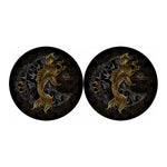 Golden Spiritual Koi Fish Print Car Coasters