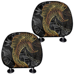 Golden Spiritual Koi Fish Print Car Headrest Covers