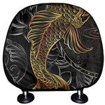 Golden Spiritual Koi Fish Print Car Headrest Covers